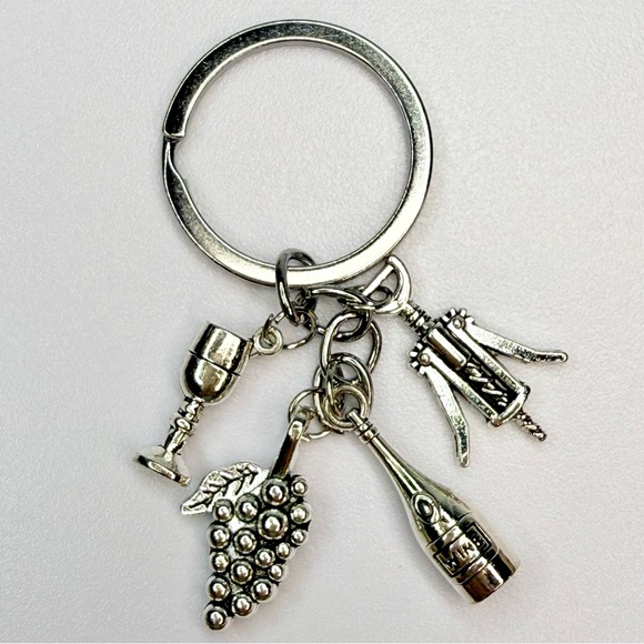 Unk Accessories - Wine theme Silver Bag Charm or Keychain